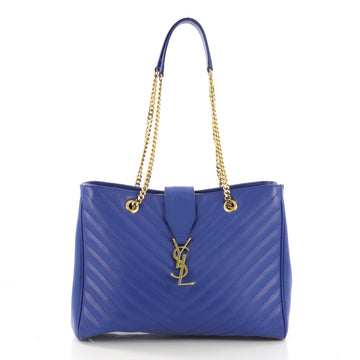 Saint Laurent Classic Monogram Shopper Matelasse Chevron Leather