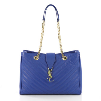 Saint Laurent Classic Monogram Shopper Matelasse Chevron Leather