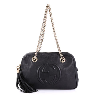 Gucci Soho Chain Zipped Shoulder Bag Leather Small Black