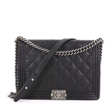 Chanel Stitch Boy Flap Bag Quilted Calfskin Large Black