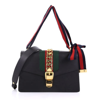 Gucci Sylvie Shoulder Bag Leather Small Black