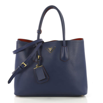 Prada Cuir Double Tote Saffiano Leather Medium Blue