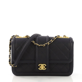 Chanel Elegant CC Flap Bag Quilted Lambskin Medium Blue
