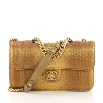 Chanel Perfect Edge Flap Bag Python Medium Gold