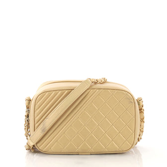Chanel Coco Boy Camera Bag Quilted Leather Small Gold