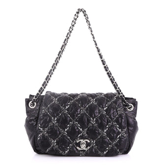 Chanel Tweed On Stitch Bubble Accordion Flap Bag Quilted Nylon