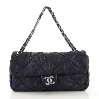 Chanel Ultra Stitch Flap Bag Quilted Calfskin Jumbo Blue