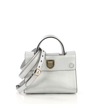 Christian Dior Diorever Handbag Leather Mini Silver 403942
