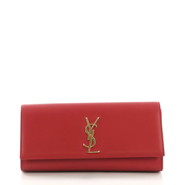 Saint Laurent Classic Monogram Clutch Leather Long Red