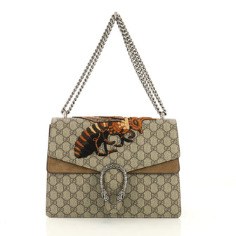 Gucci Dionysus Handbag Embroidered GG Coated Canvas Medium Brown