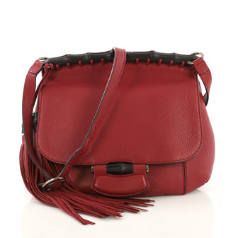 Gucci Nouveau Fringe Crossbody Bag Leather Medium Red