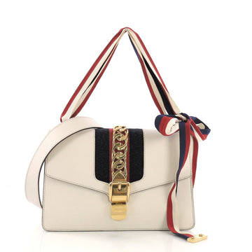 Gucci Sylvie Shoulder Bag Leather Small White