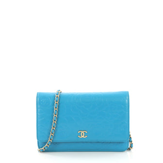 Chanel Wallet on Chain Camellia Lambskin Blue 404081