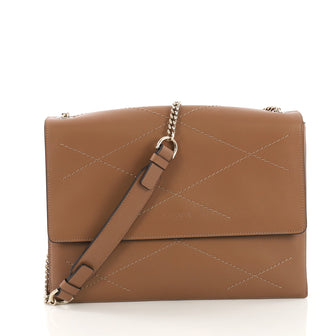 Lanvin Sugar Flap Shoulder Bag Quilted Leather Medium Brown 404082