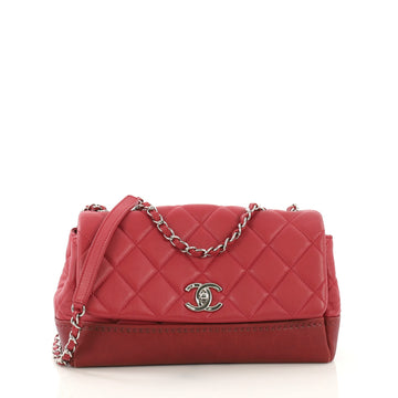 Chanel Bi Coco Flap Bag Quilted Lambskin with Caviar Medium Red