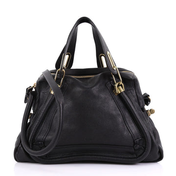 Chloe Paraty Top Handle Bag Leather Medium Black