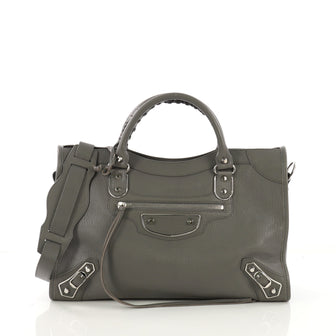Balenciaga City Classic Studs Metallic Edge Handbag Leather Medium
