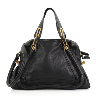 Chloe Paraty Top Handle Bag Leather Medium Black