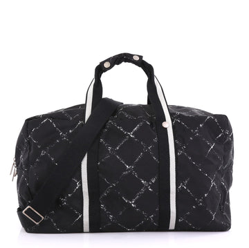 Chanel Travel Line Duffle Bag Printed Nylon Large Black
