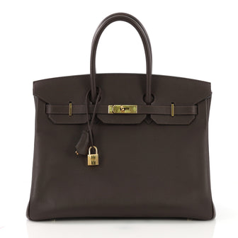 Hermes Birkin Handbag Brown Epsom with Gold Hardware 35 Brown