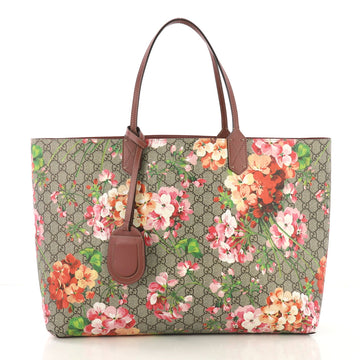 Reversible Tote Blooms GG Print Leather Large
