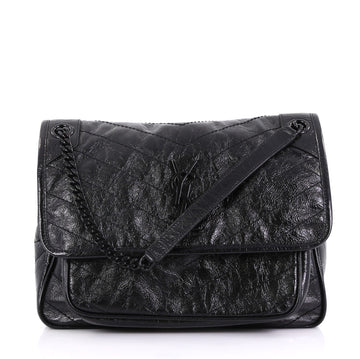 Saint Laurent Niki Chain Flap Bag Matelasse Chevron Leather Medium