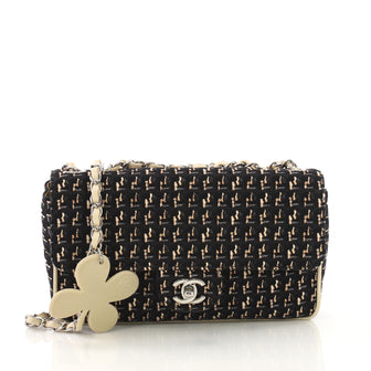 Chanel Watercolor Clover Flap Bag Printed Canvas Small Blue