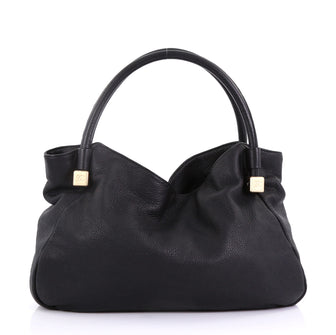 Chanel Vintage CC Dice Shoulder Bag Leather Large Black 4041938