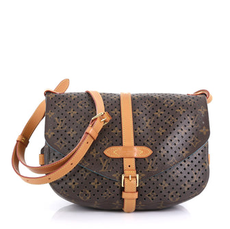 Louis Vuitton Flore Saumur Handbag Perforated Monogram Canvas