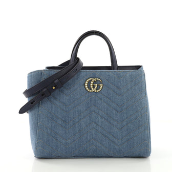 Pearly GG Marmont Tote Matelasse Denim Small