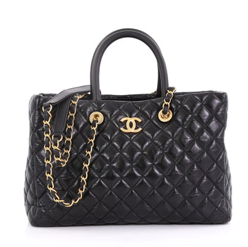 Chanel Coco Handle Shopping Tote Quilted Aged Calfskin Large Black