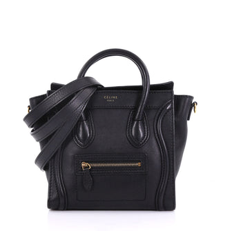 Celine Luggage Handbag Smooth Leather Nano Black