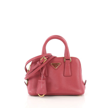Prada Promenade Handbag Saffiano Leather Mini Pink