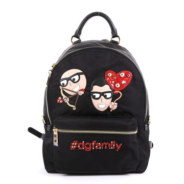 Dolce & Gabbana Vulcano Backpack Nylon with Applique Small Black