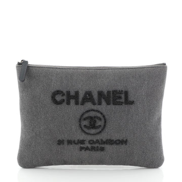 Chanel Deauville Pouch Denim with Sequins Medium Gray 4041988