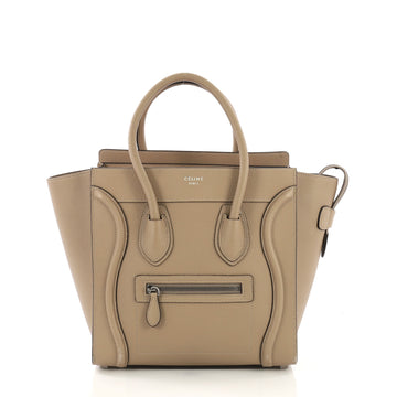 Celine Luggage Handbag Grainy Leather Micro Neutral