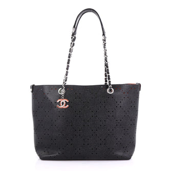 Chanel Shopping Tote Perforated Caviar Small Black