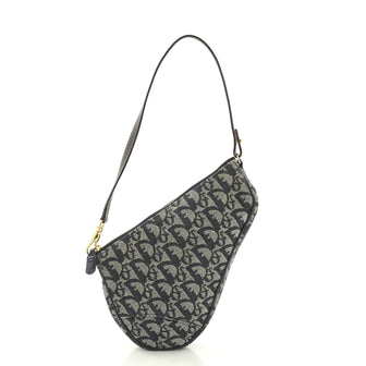 Christian Dior Vintage Saddle Bag Diorissimo Canvas Mini Blue
