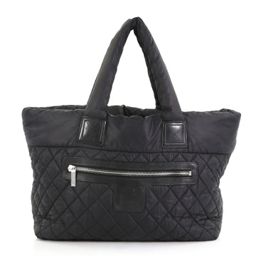 Chanel Coco Cocoon Zipped Tote Quilted Nylon Medium Black 404471