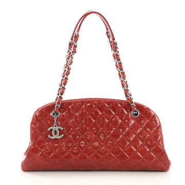 Chanel Just Mademoiselle Handbag Quilted Glazed Calfskin Medium
