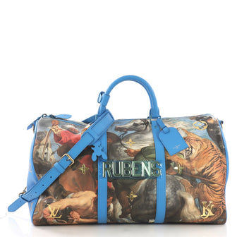 Louis Vuitton Keepall Bandouliere Bag Limited Edition Jeff Koons Rubens Print Canvas 50
