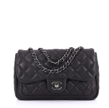 Chanel Now and Forever Flap Bag Quilted Caviar Medium Black