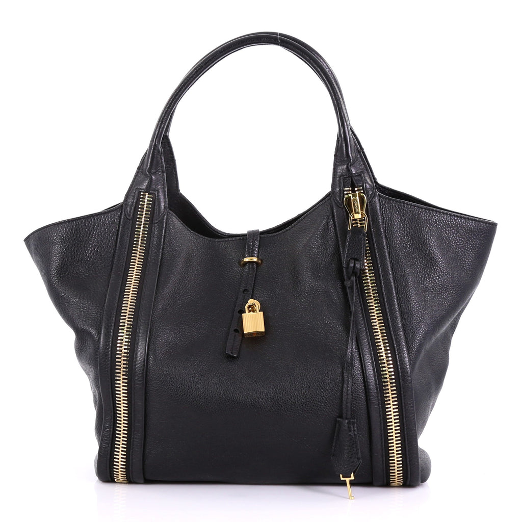 Tom Ford Amber Double Zip Tote Leather Large Black 404641 Tom Ford Amber Double Zip Tote Leather Large Black 404641