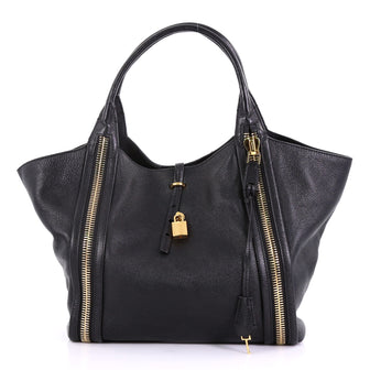 Tom Ford Amber Double Zip Tote Leather Large Black