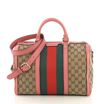 Gucci Vintage Web Boston Bag GG Canvas Medium Brown 404933