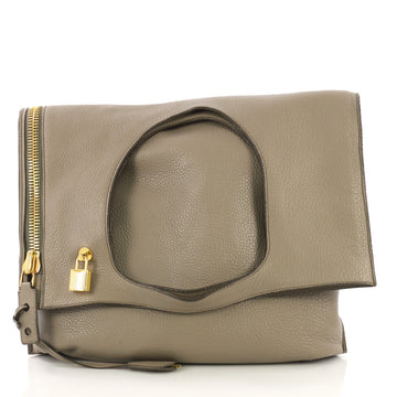 Tom Ford Alix Fold Over Bag Leather Large Brown  40496/2