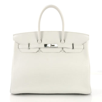 Birkin Handbag Blanc Clemence with Palladium Hardware 35