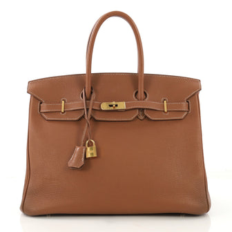 Hermes Birkin Handbag Brown Togo with Gold Hardware 35 Brown 405052