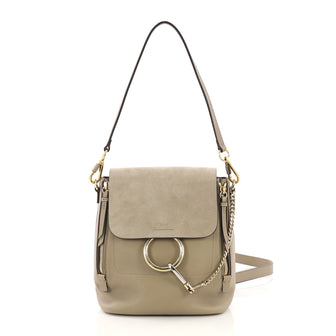 Chloe Faye Backpack Leather and Suede Small Gray 405131