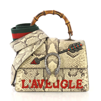Gucci Dionysus Bamboo Top Handle Bag Embroidered Python 405232